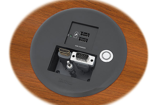 Новый компактный круглый лючок Cable Cubby от Extron для быстрой и простой инсталляции