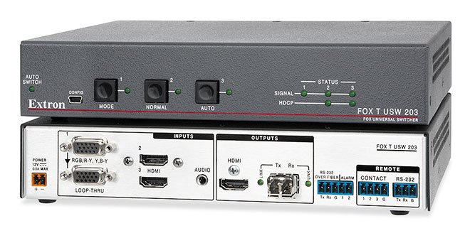 Extron FOX T USW 203 - новый трёхвходовый коммутатор со встроенным оптоволоконным передатчиком
